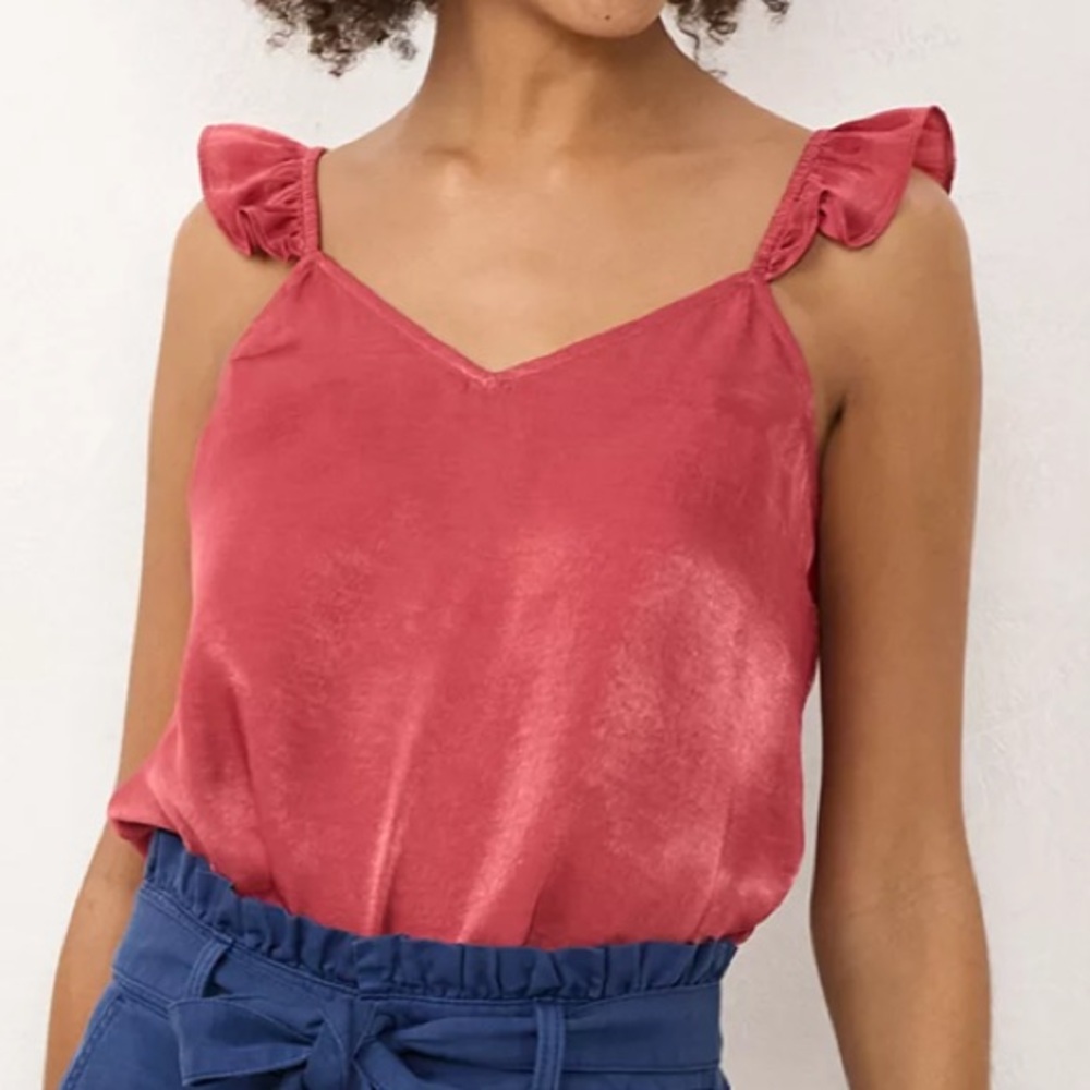 LAUREN CONRAD scallop ruffle tank in berry mist, size XL, NEW with tags